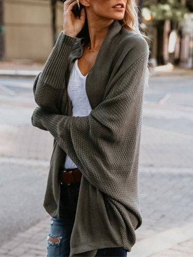 Knitted Casual Knitted Solid Cotton Winter Cardigan