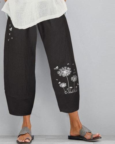 Casual Elastic Waist Floral Printed Pantalon Trousers Summer Harem Pants