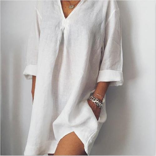 Women's Fashion Long Sleeve Linen Casual Tops
