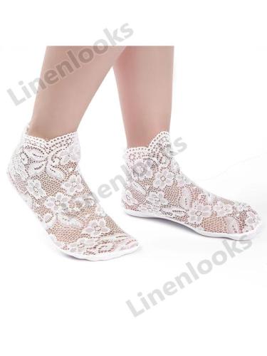 Spring Summer New Fashion Lace Hollow Out Flowers Female Transparent Socks
