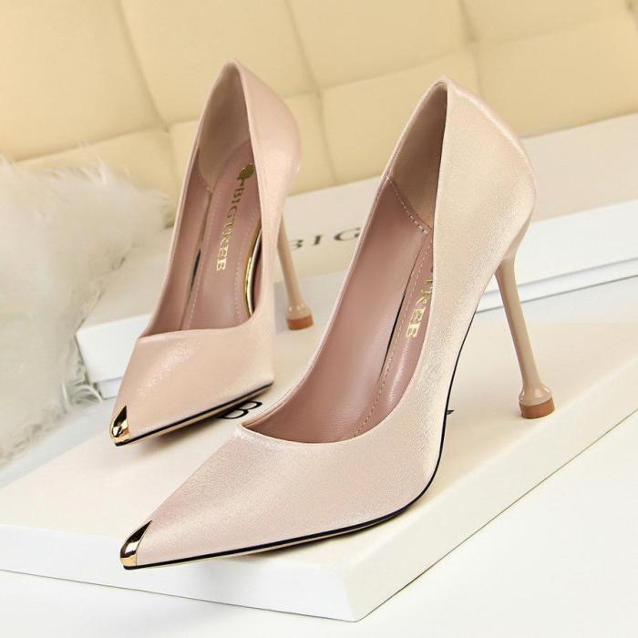 Metal Pointed Toe Elegant Women Pumps Stilettos High Heels Party Office Shoes