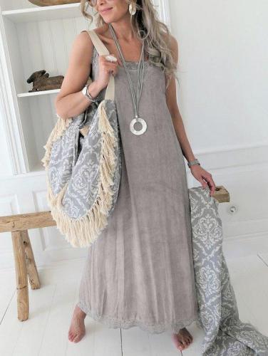 Plus Size Casual Solid Sleeveless Dresses