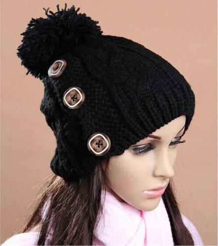 The New 2020 Three Buttons Knitted Caps Autumn Winter Women Warm Hats Student Hat for Women Wholesale