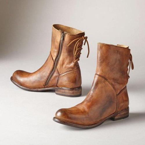 Womens Casual Zipper Pu Round Toe Ankle Boots