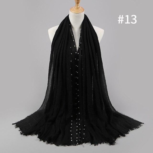 Cotton Pearl Accessories Headscarf Cotton And Crease Monochrome Female Scarf