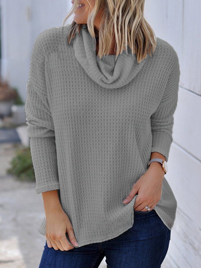 Cowl Neck Casual Long Sleeve T-Shirts