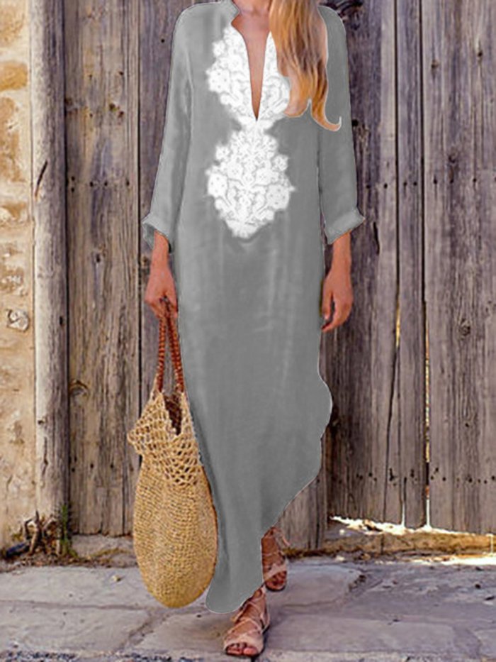 Women Casual Cotton Dress Shift Holiday Maxi Dresses