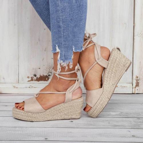 Summer Lace-Up Espadrilles Wedge Sandals