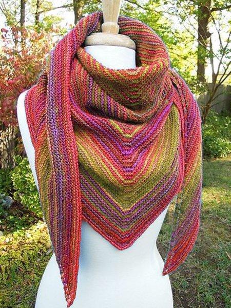 Color-Block Casual Knitted Scarves & Shawls