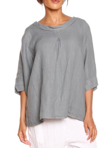 Plus Size Casual Solid 3/4 Sleeve Tops