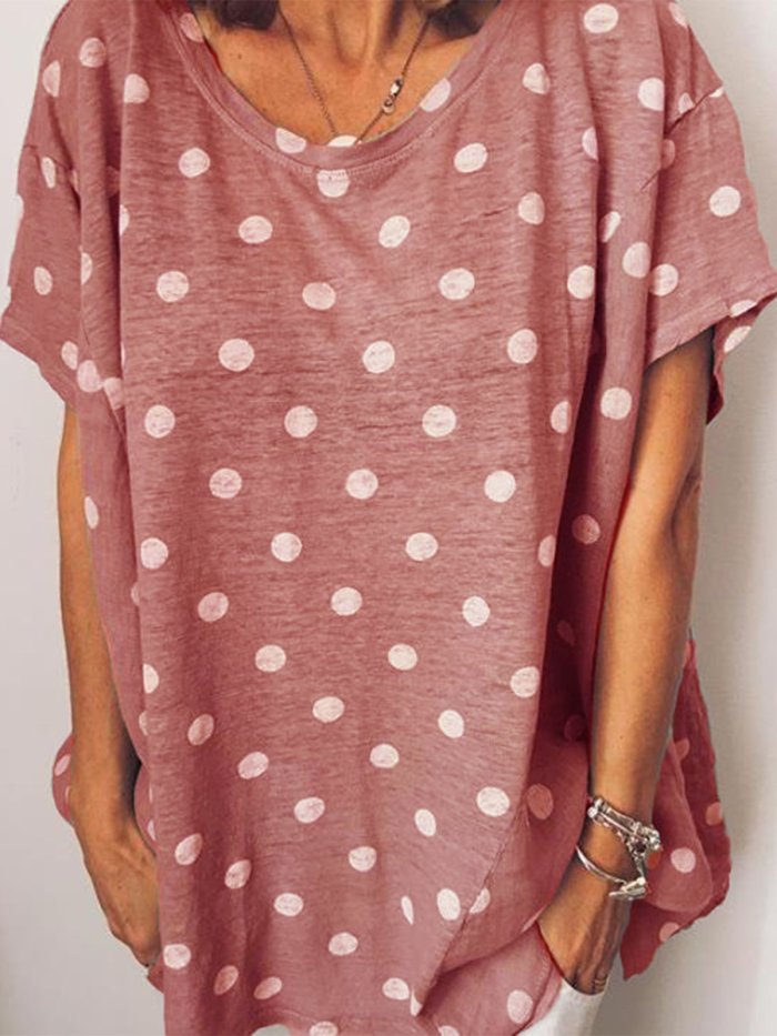 Casual Printed Short Sleeve Round Neck Shirts
