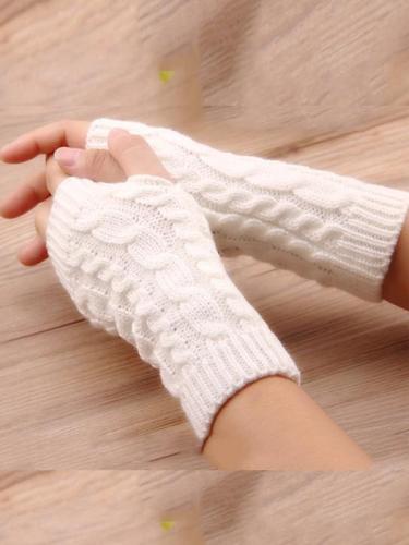 Women Wool Mitten Warm Fingerless Gloves Hand Warmer