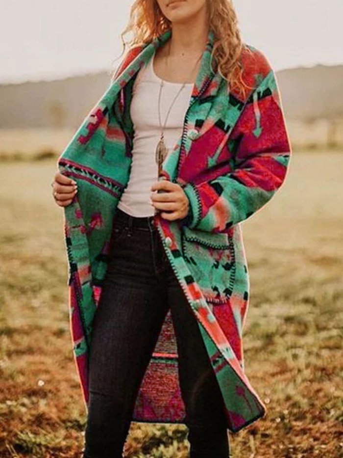 Color-block Boho Patchwork Knitted Outerwear