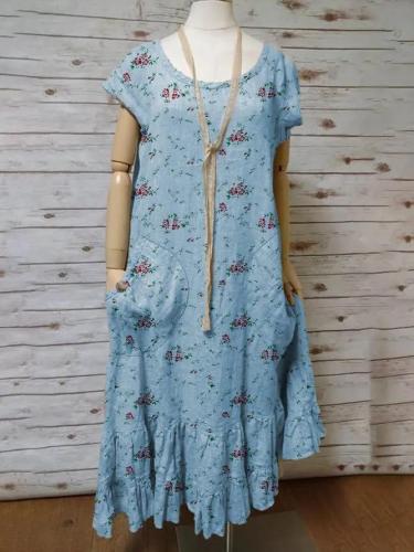 Vintage Casual Plus Size Floral Printed Maxi Dresses