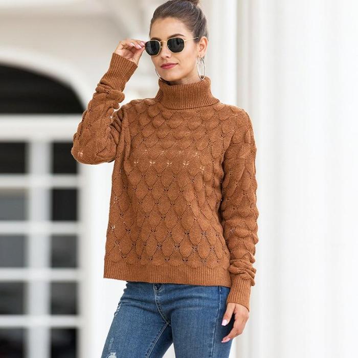2020 New Style for Autumn and Winter Women's Knitwear Turtleneck Pullover Scales Sweater winter clothes women  sweater