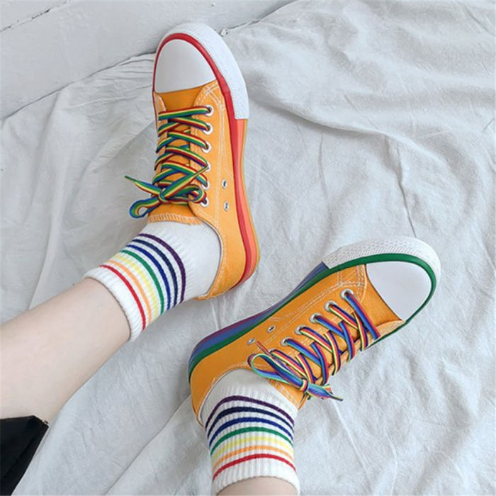 Women's color canvas casual shoes