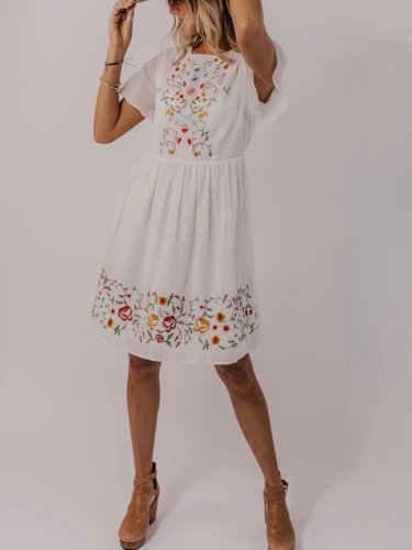 Floral-Print Casual Cotton Dresses