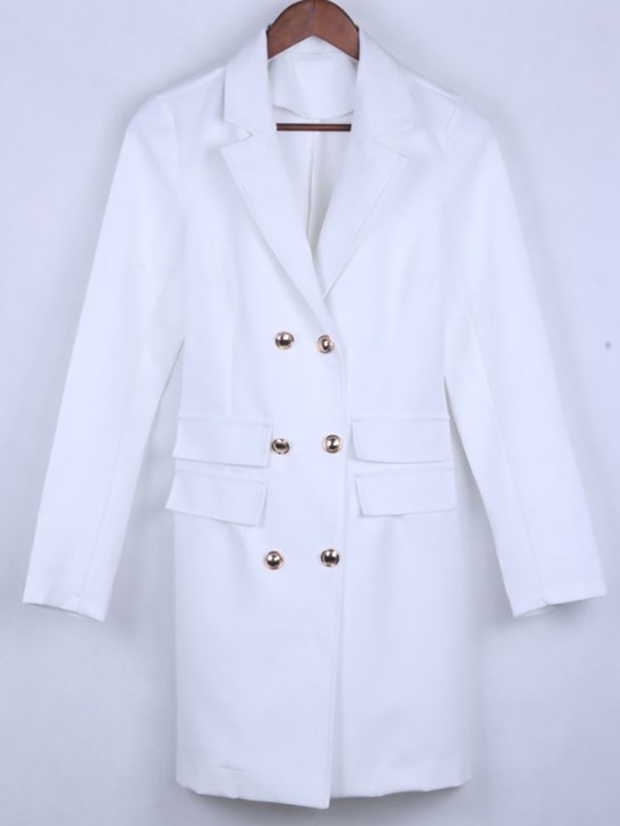 Fold-Over Collar  Double Breasted Flap Pocket  Two Way Coats