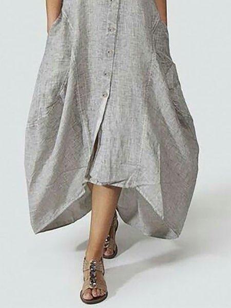 Women Linen Maxi Dresses Plus Size