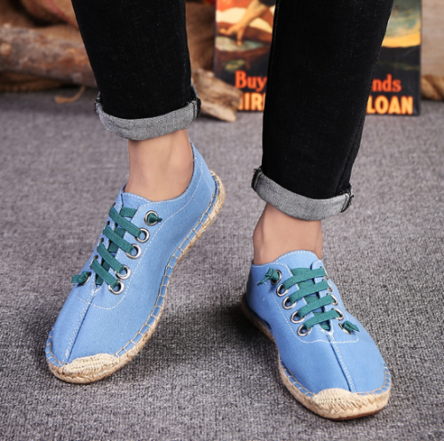 Plus Size Unisex Canvas Flat Heel Stitching Shoes Daily Solid Color Spring/Fall Lace Flats