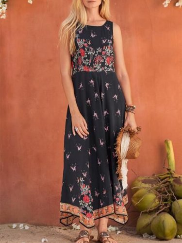 Sleeveless Floral Casual Dresses