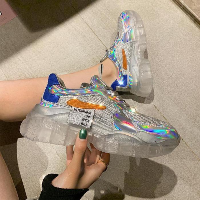 Crystal Colorful Platform Old Shoes