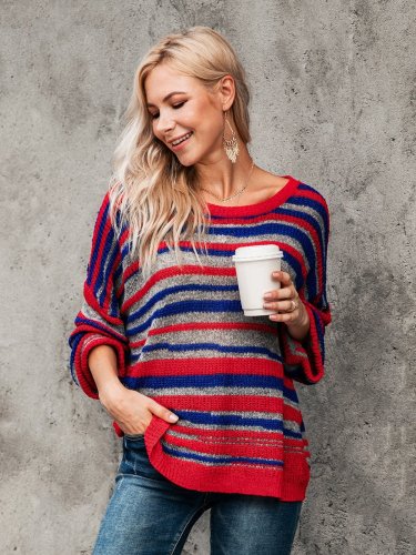 Basic Striped Scoop Neckline Sweater