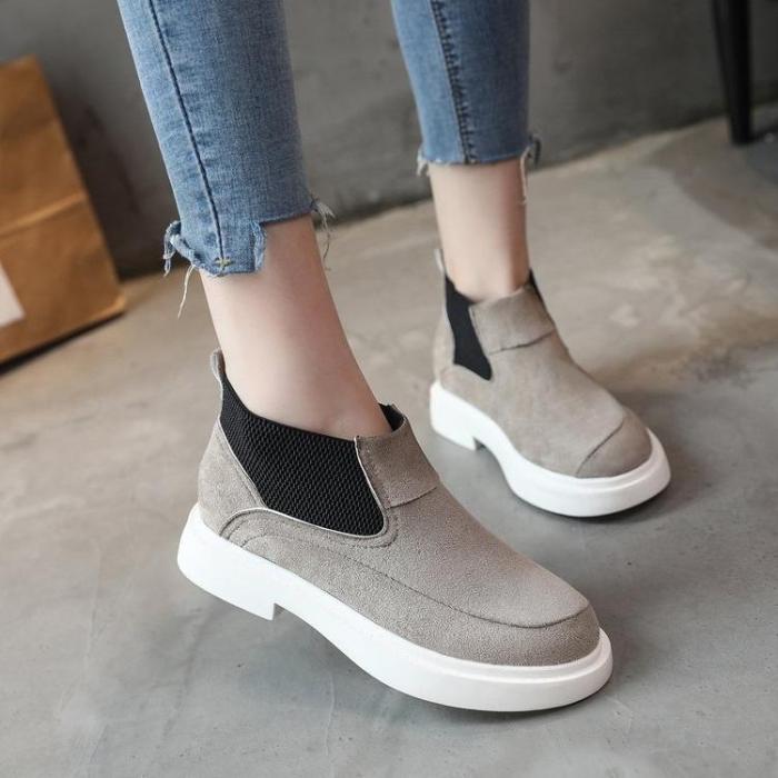 Slip-on Casual Suede Elastic Band Ankle Boots
