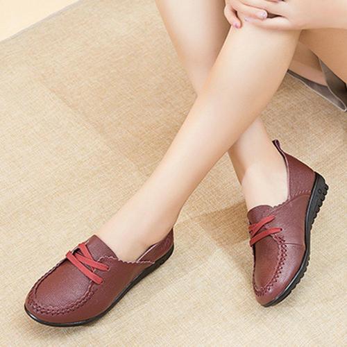 Women Plus Size Leather Daily Cowhide Leather Loafers