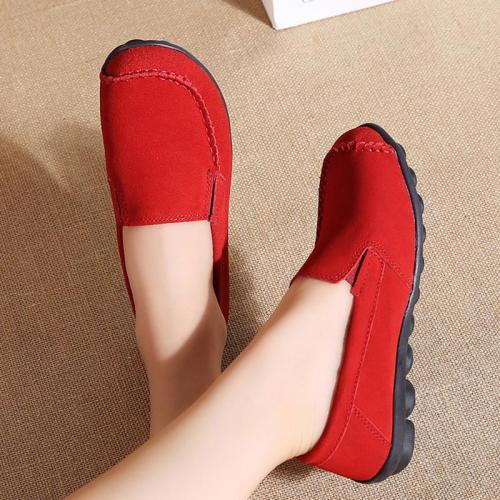 Women Nubuck Loafers Casual Slip On Plus Size Shoes