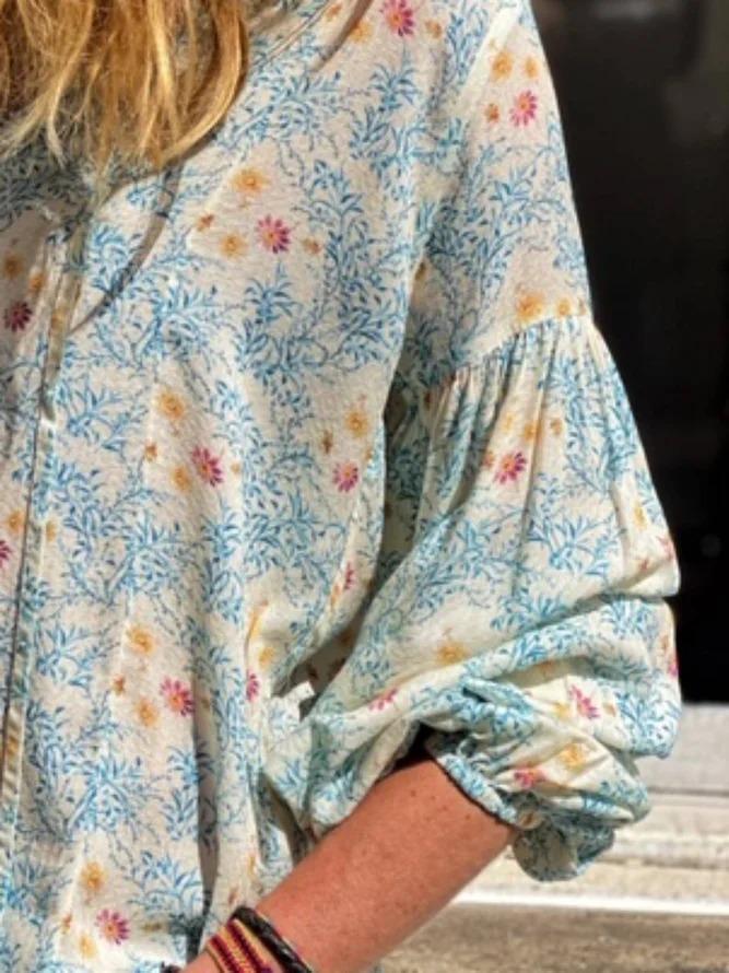 Long Sleeve Casual Floral-Print Shirts & Tops