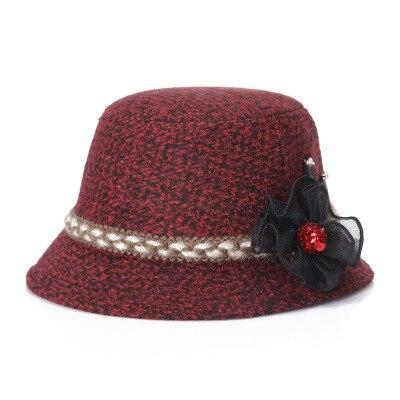 Autumn Winter Fashion Fedora Hat Knitted Basin Hat Woman Wide Elegant Flower Feeling Hats Ladie Mom Hats