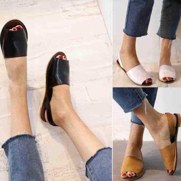 Women PU Sandals Casual Peep Toe Outdoor Shoes