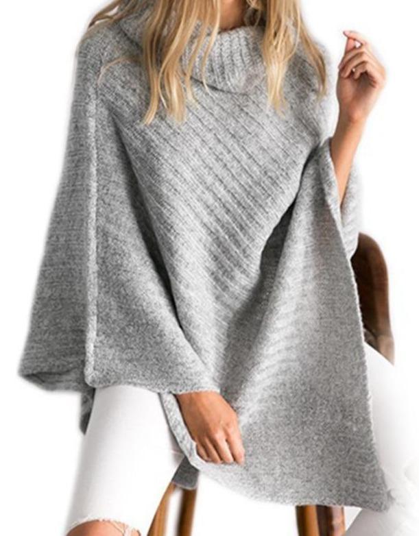 2020 Spring and Autumn New Women's Knitwear Irregular Turtleneck Pullover Bat Sweater Shawl Sweater women sweater