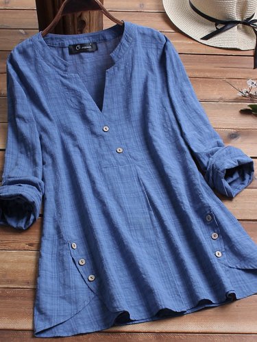 Women's Buttoned Long Sleeve Casual Tops