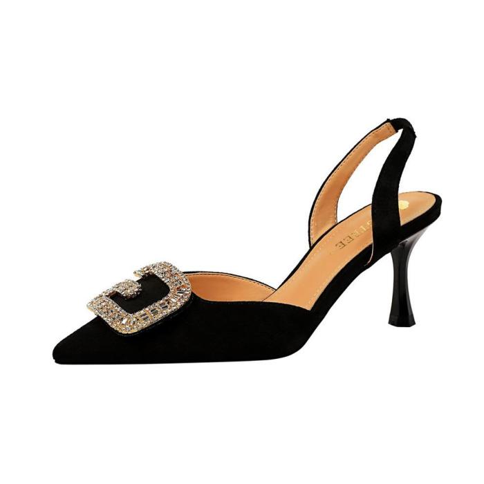 Woman Pumps Crystal Slingbacks Hinestone Pointed Toe High Heels Ladies Party Wedding Shoes
