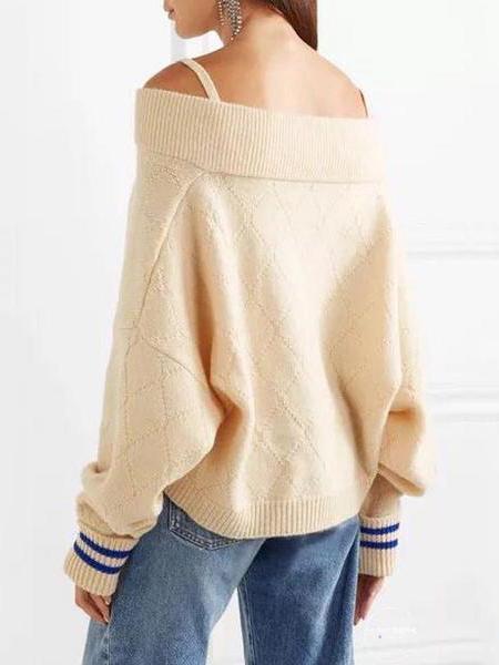 Fashion V-Neck Sling Strapless Sweater