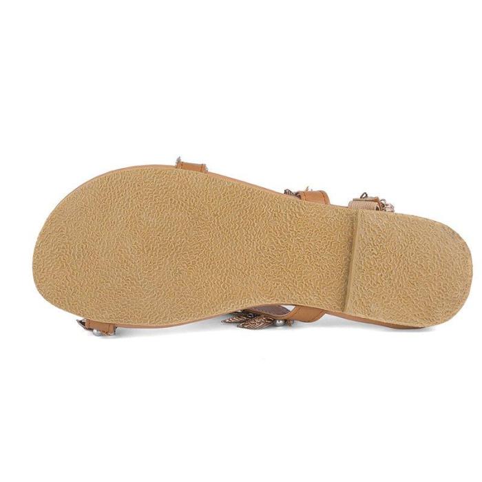 Light Brown Artificial Pu Flat Heel Holiday Sandals