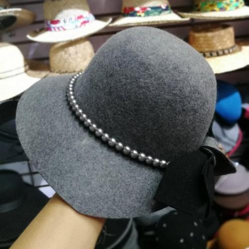 Wool Pearl  Lady Winter Fedoras Cap  Women  Leisure Hat