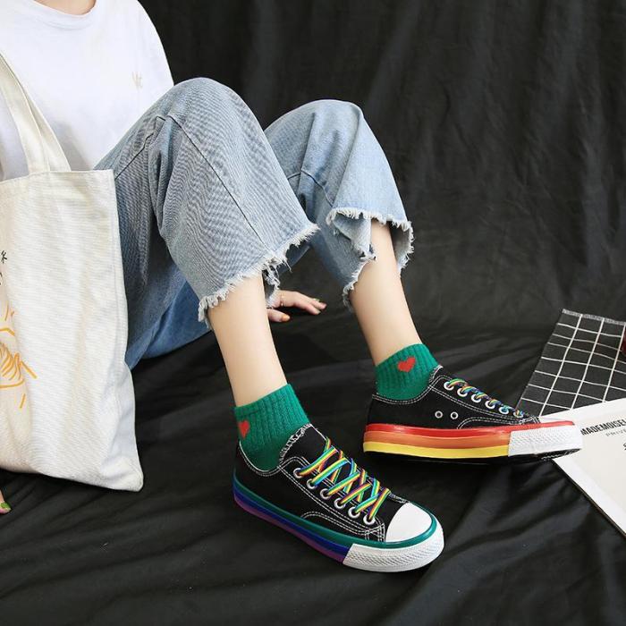 Women's Fashion Casual Personality Color Matching Canvas Sneakers