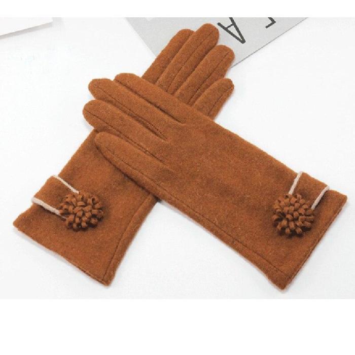Fashion Elegant Female Wool Knit Touch Screen Gloves Winter Women Keep Warm Cashmere Full Finger Gloves