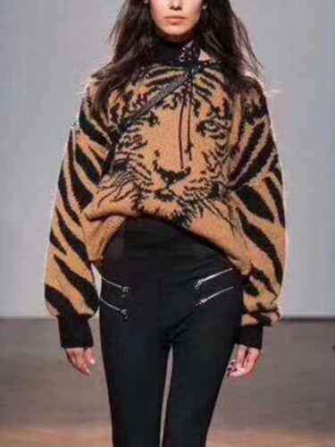 Tiger Vintage Turtleneck Cotton Sweaters