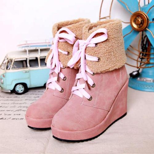 Women Wedge Boots Casual Shoes