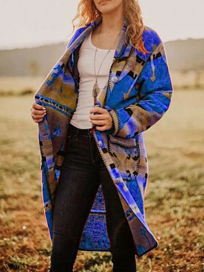 Color-block Boho Patchwork Knitted Outerwear