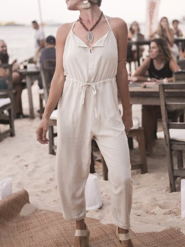 Cotton loose casual street style jumpsuit