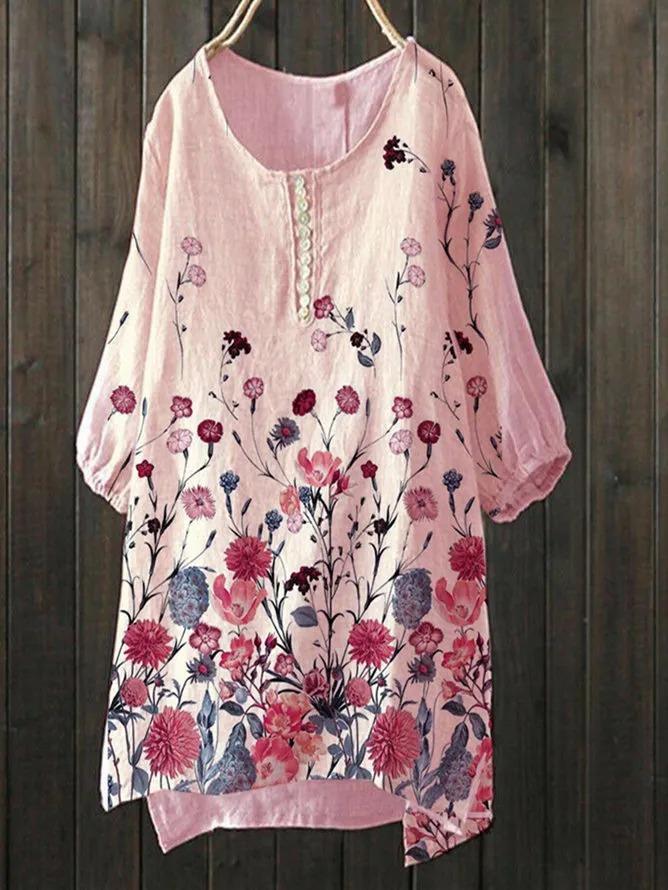 Pink Short Sleeve Sweet Cotton-Blend Shirts & Tops