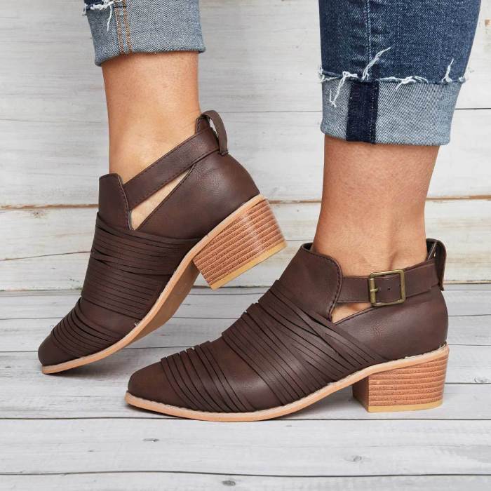 Women Classic Ankle Adjustable Buckle Booties Casual Comfort Plus Size Shoes