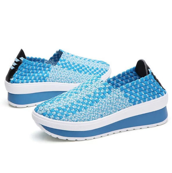 Breathable Knitted Fabric  Sneakers Slip On Platform Shoes
