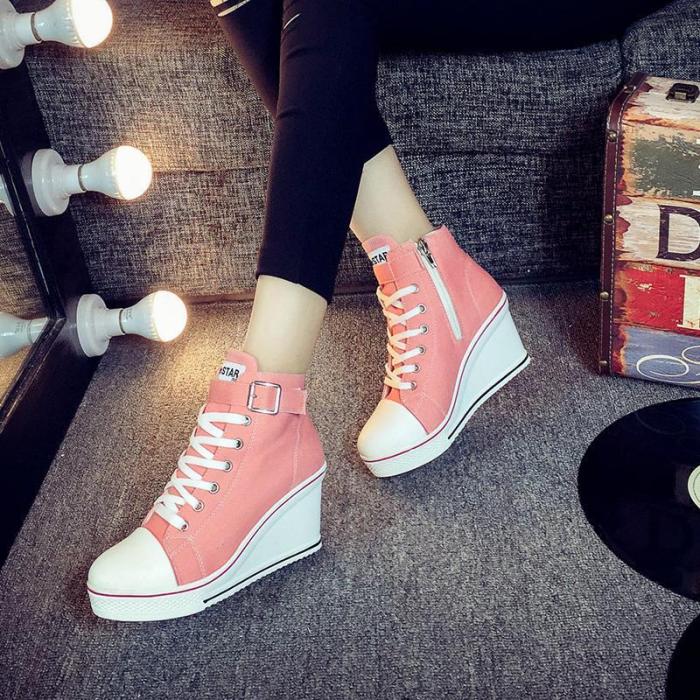 Women Korean Style Canvas Wedge Heel Casual Big Size Shoes