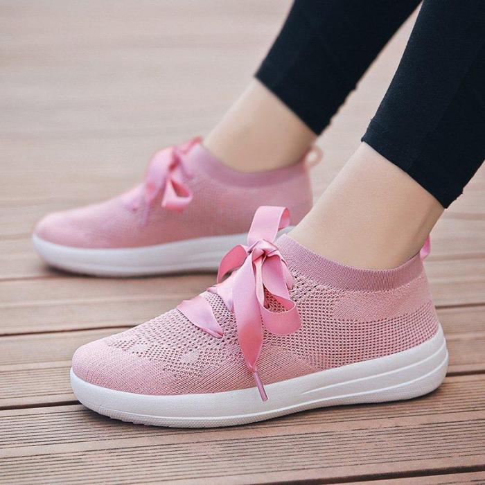 Women Fly Woven Fabric Sneakers Casual Comfort Slip On Shoes